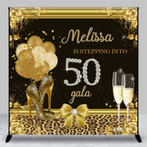 Lofaris Leopard Heels Golden Floral Custom Birthday Backdrop